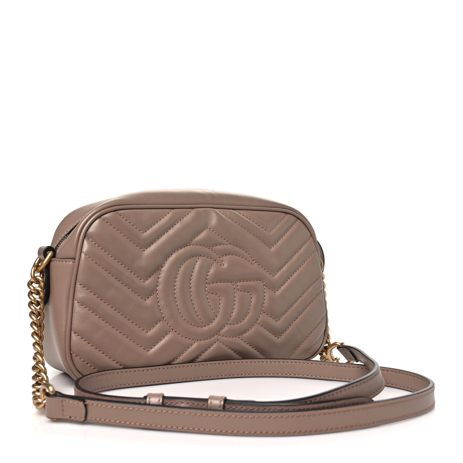 Gucci Calfskin Matelasse Small GG Marmont Chain Shoulder Bag Porcelain Rose 4 of 12