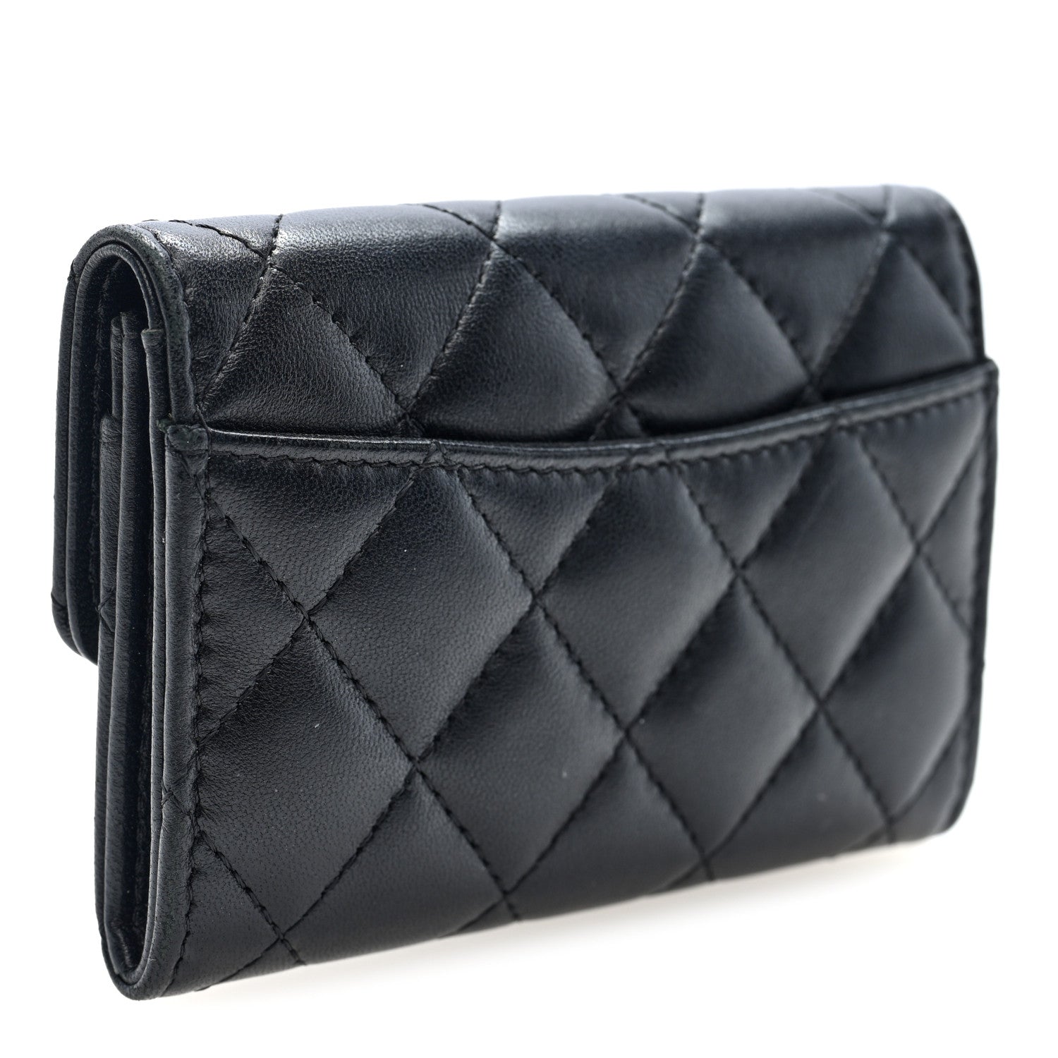 Chanel Lambskin Quilted Flap Card Holder Wallet So Black 3 of 7