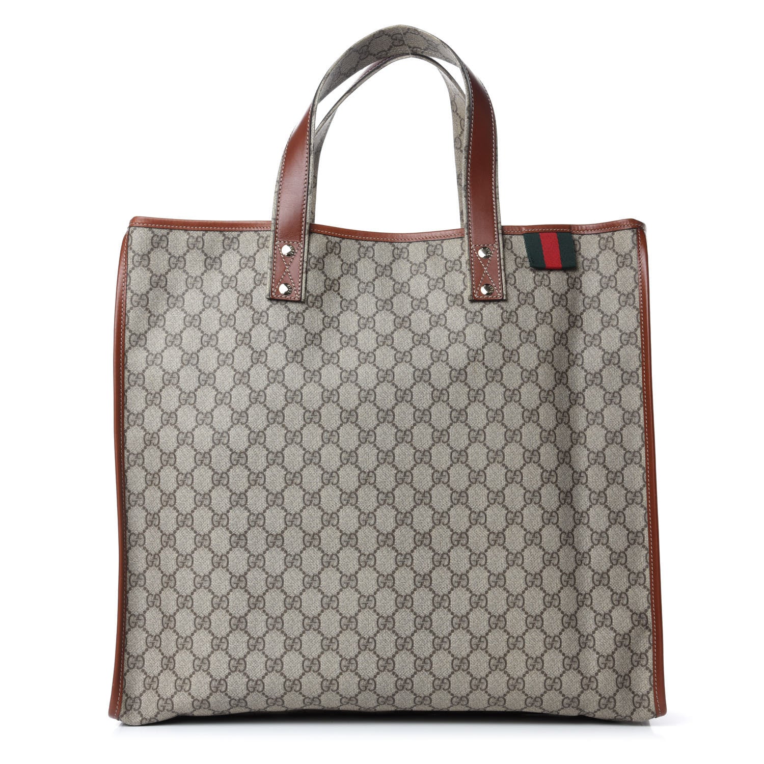 Gucci GG Plus Monogram Large Signature Web Loop Tote Brown 1 of 10