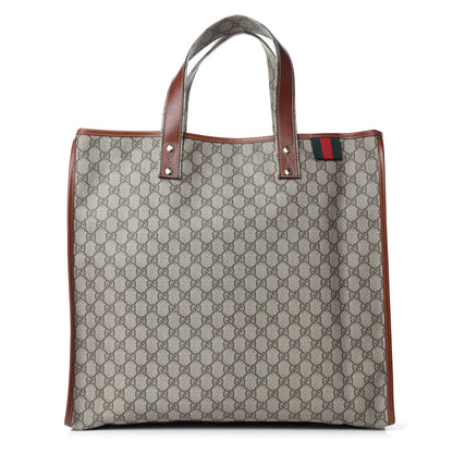 Gucci GG Plus Monogram Large Signature Web Loop Tote Brown 1 of 10
