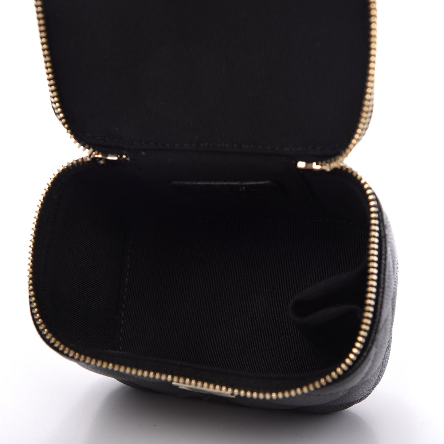 Caviar Quilted Mini Pearl On Top Vanity Case With Chain Black