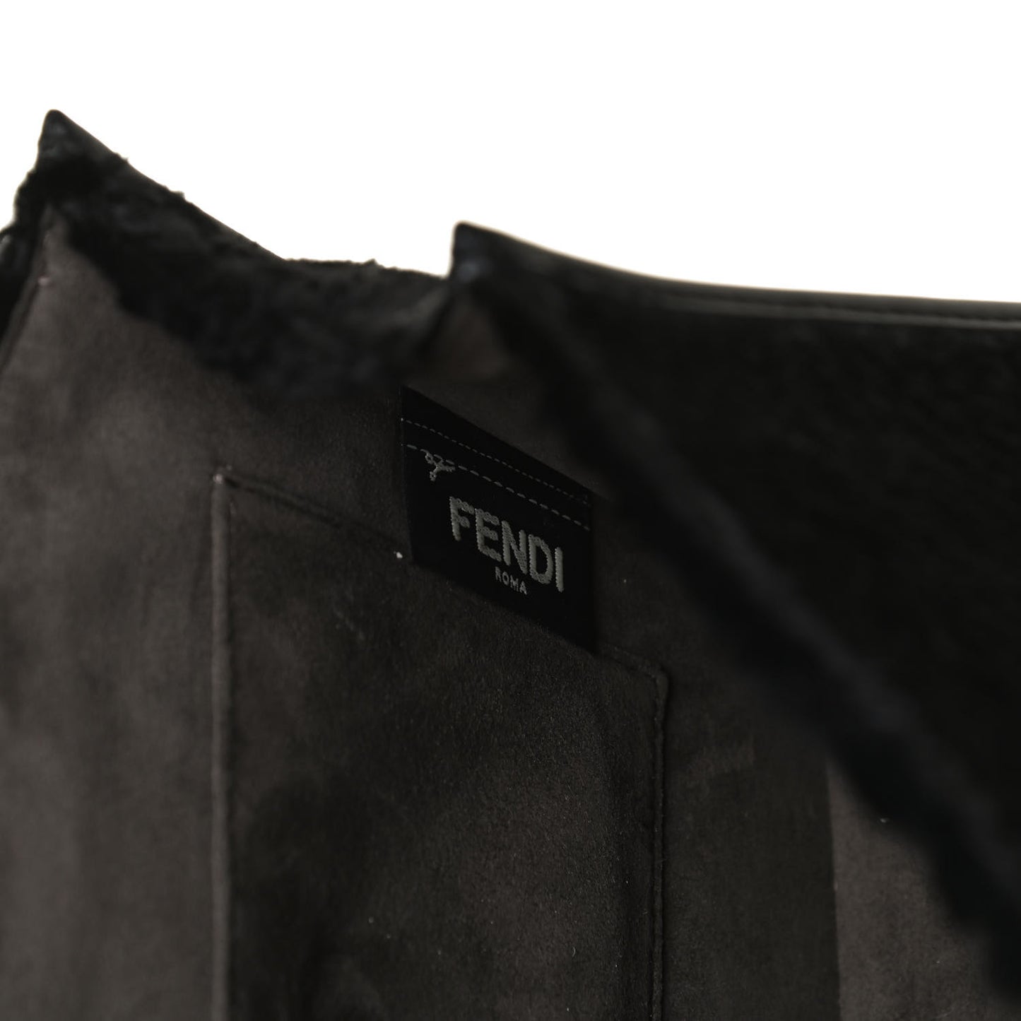 Velluto Astrakan Vitello Dolce F is Fendi Kan I Shoulder Bag Black
