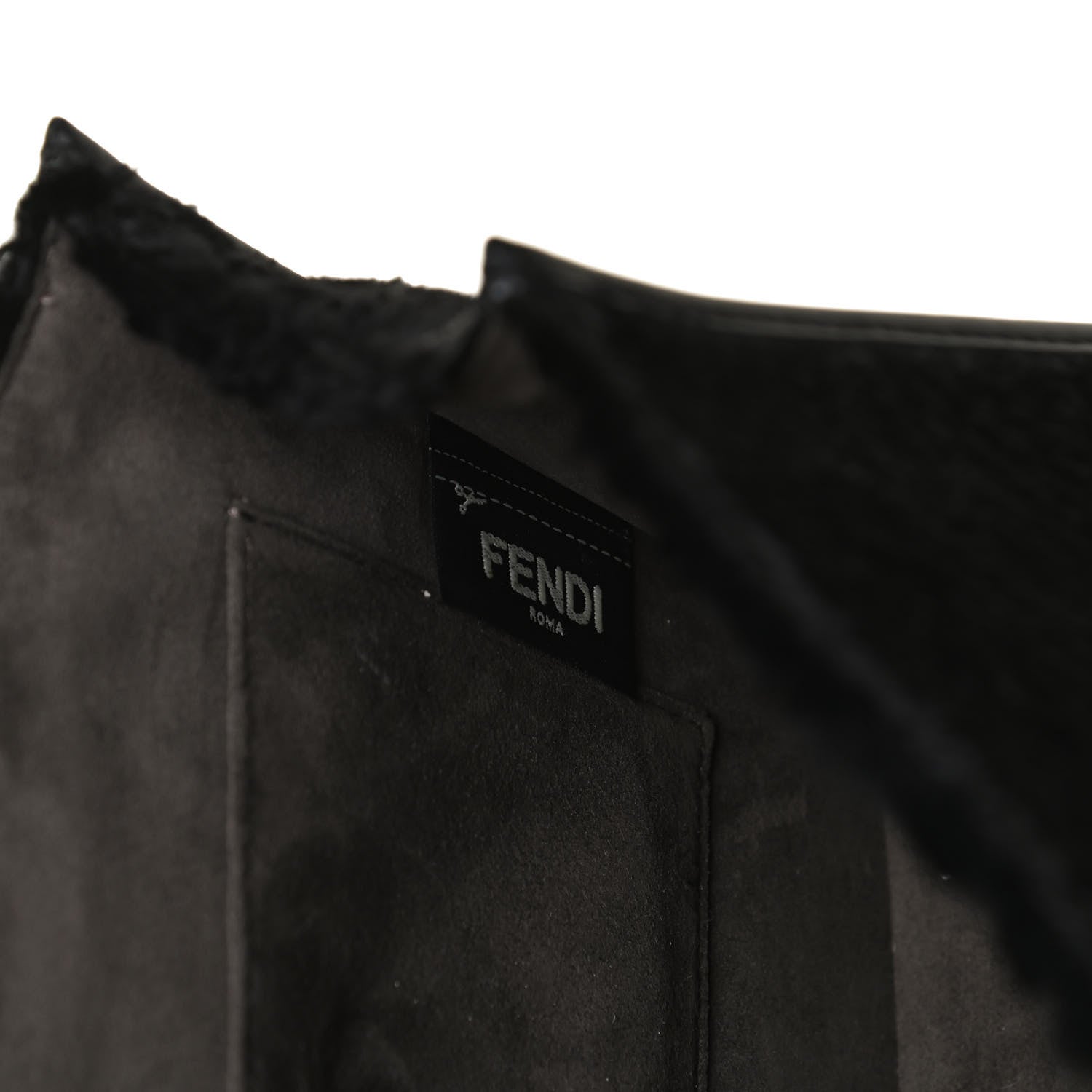 Fendi Velluto Astrakan Vitello Dolce F is Fendi Kan I Shoulder Bag Black 16 of 17