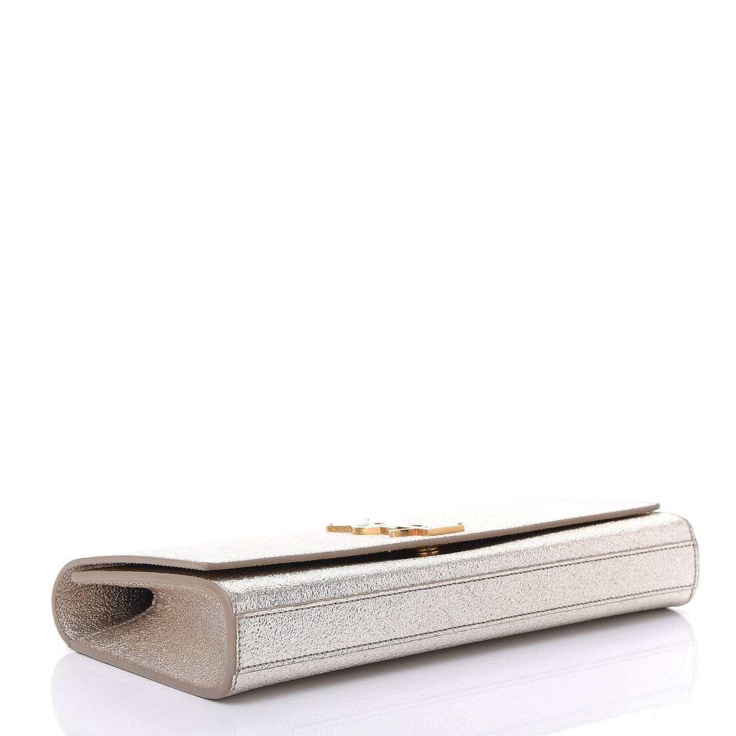 Textured Metallic Calfskin Classic Monogram Cassandre Clutch Silver