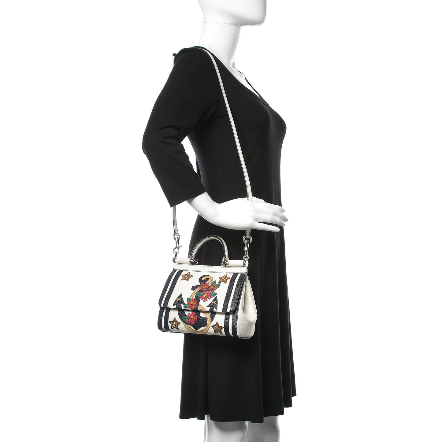 Dauphine Small Miss Sicily Anchor Satchel White Blue