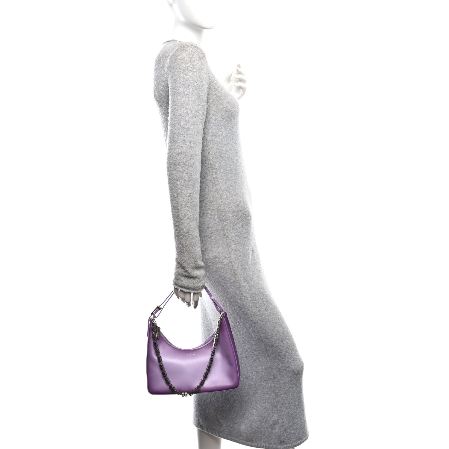 Givenchy Smooth Calfskin Small Moon Cut Out Shoulder Bag Mauve 2 of 10