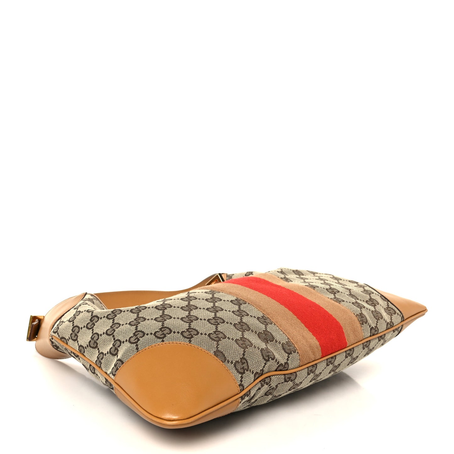 Monogram Lobster Clasp Jackie O Hobo Red Beige