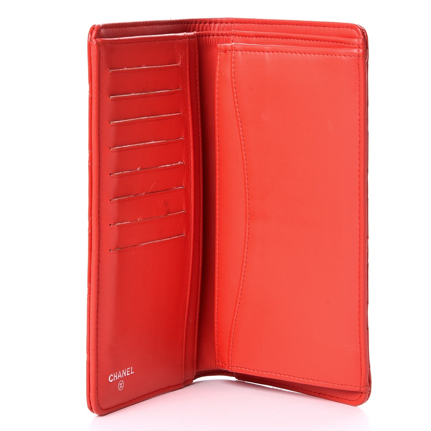 Patent Calfskin Quilted Yen Wallet Red
