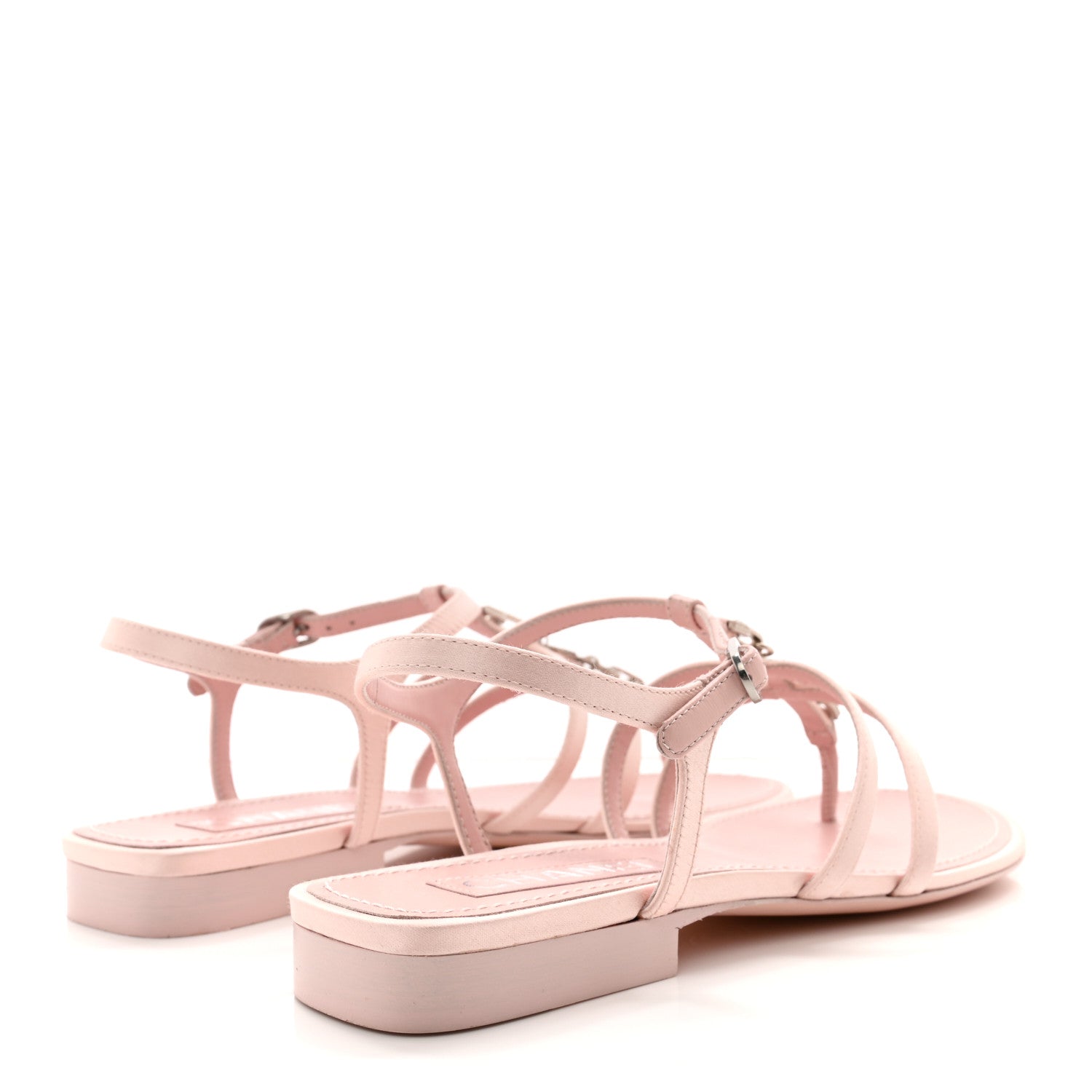 Chanel Satin Strass CC Thong Sandals 36.5 Light Pink 4 of 11