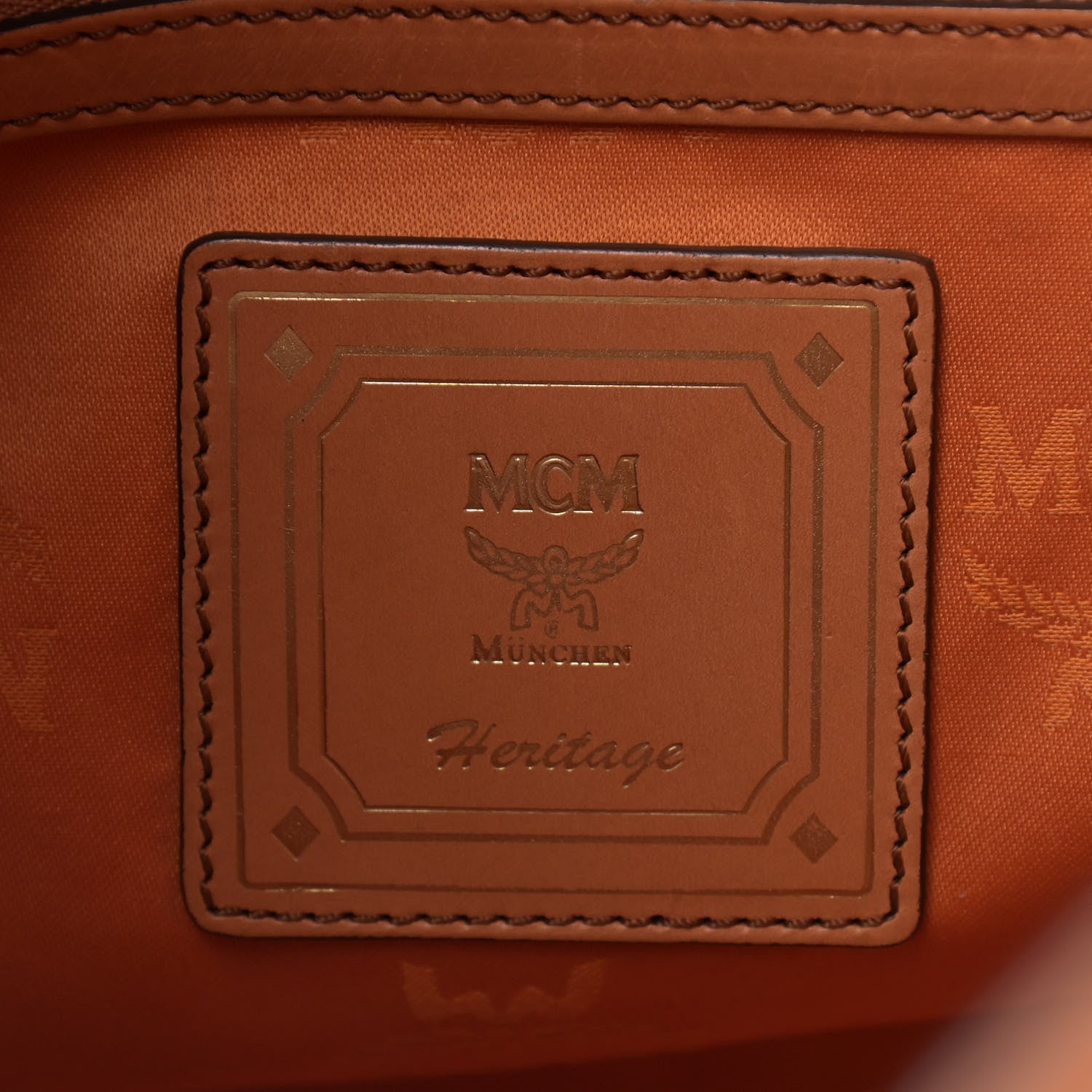 MCM Visetos Small Heritage Drawstring Bucket Bag Cognac 6 of 14