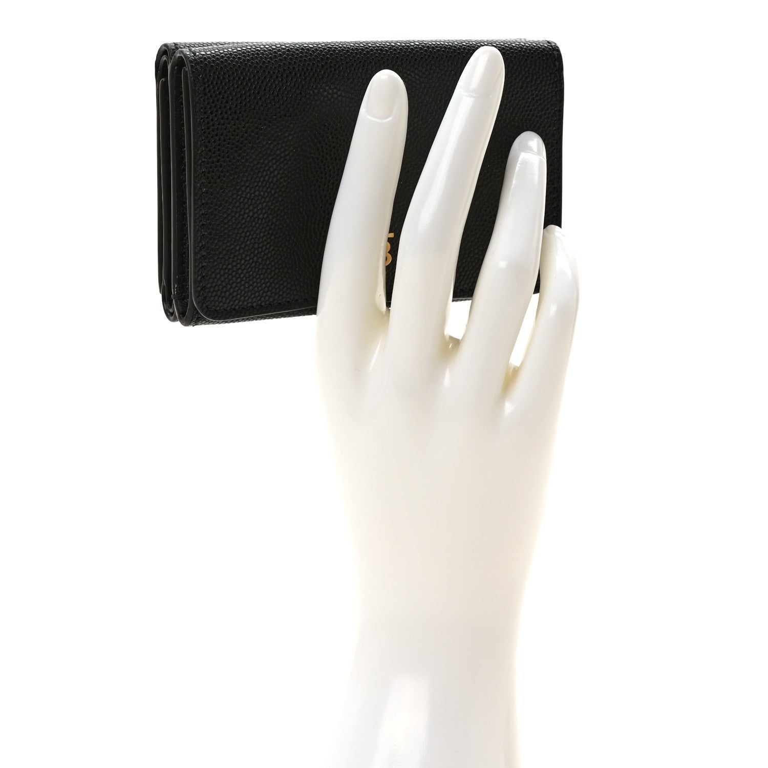 Burberry Grained Calfskin TB Compact Tri-Fold Wallet Black 2 of 6