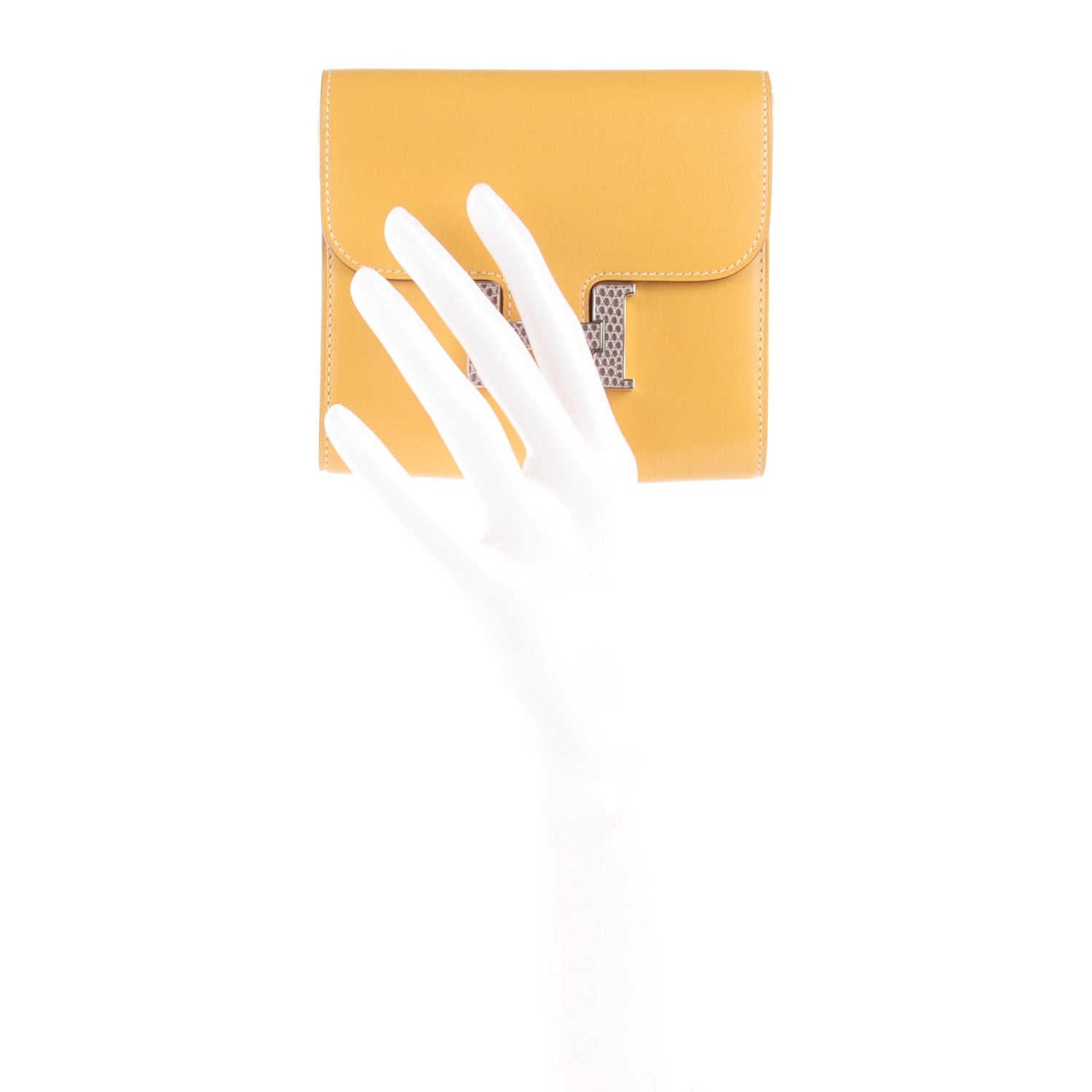 Hermes Tadelakt Lizard Constance Short Wallet Paille Ficelle 2 of 11