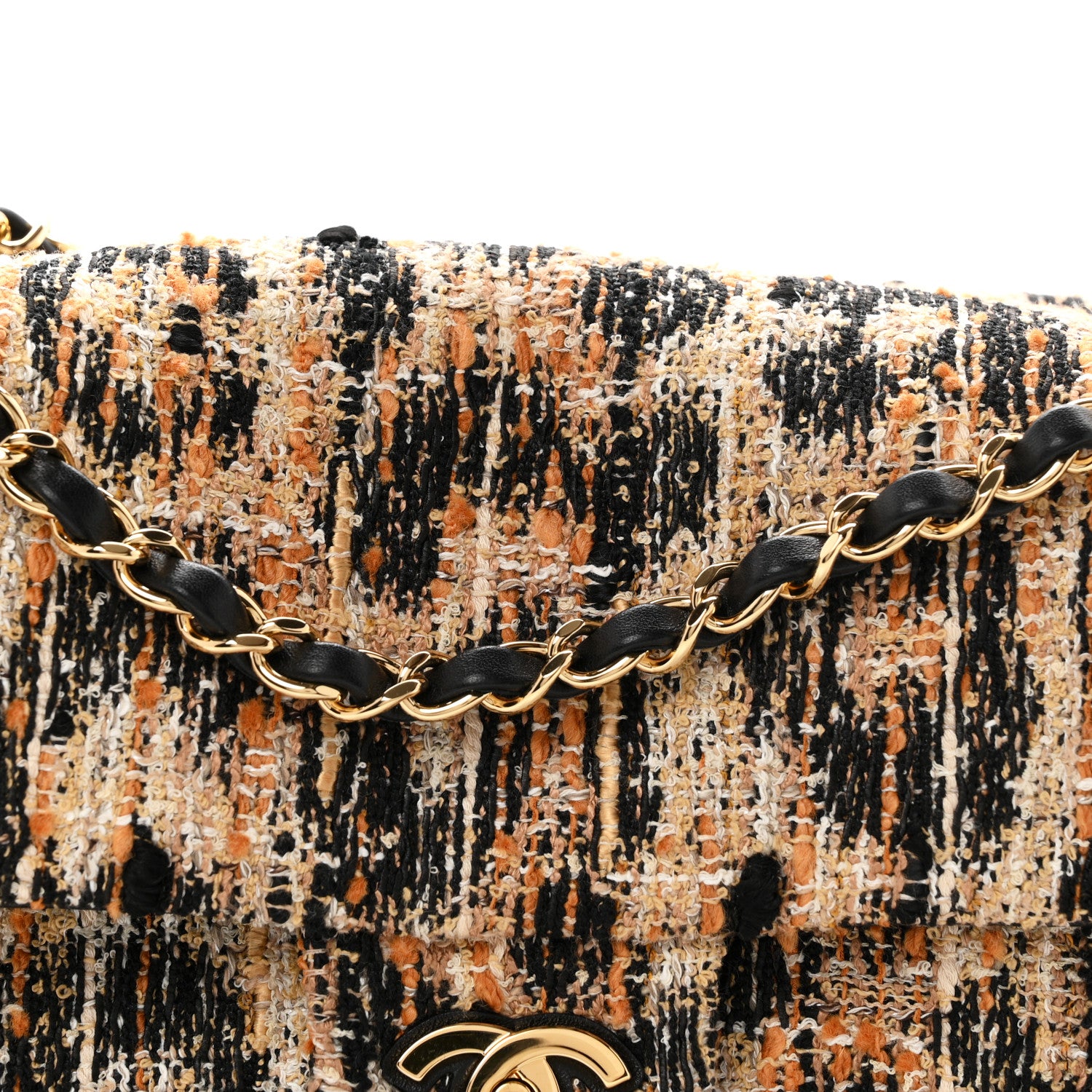 Chanel Tweed Mixed Fibers Leopard Print Small Souplissimo Maxi Flap Brown Black White 8 of 11