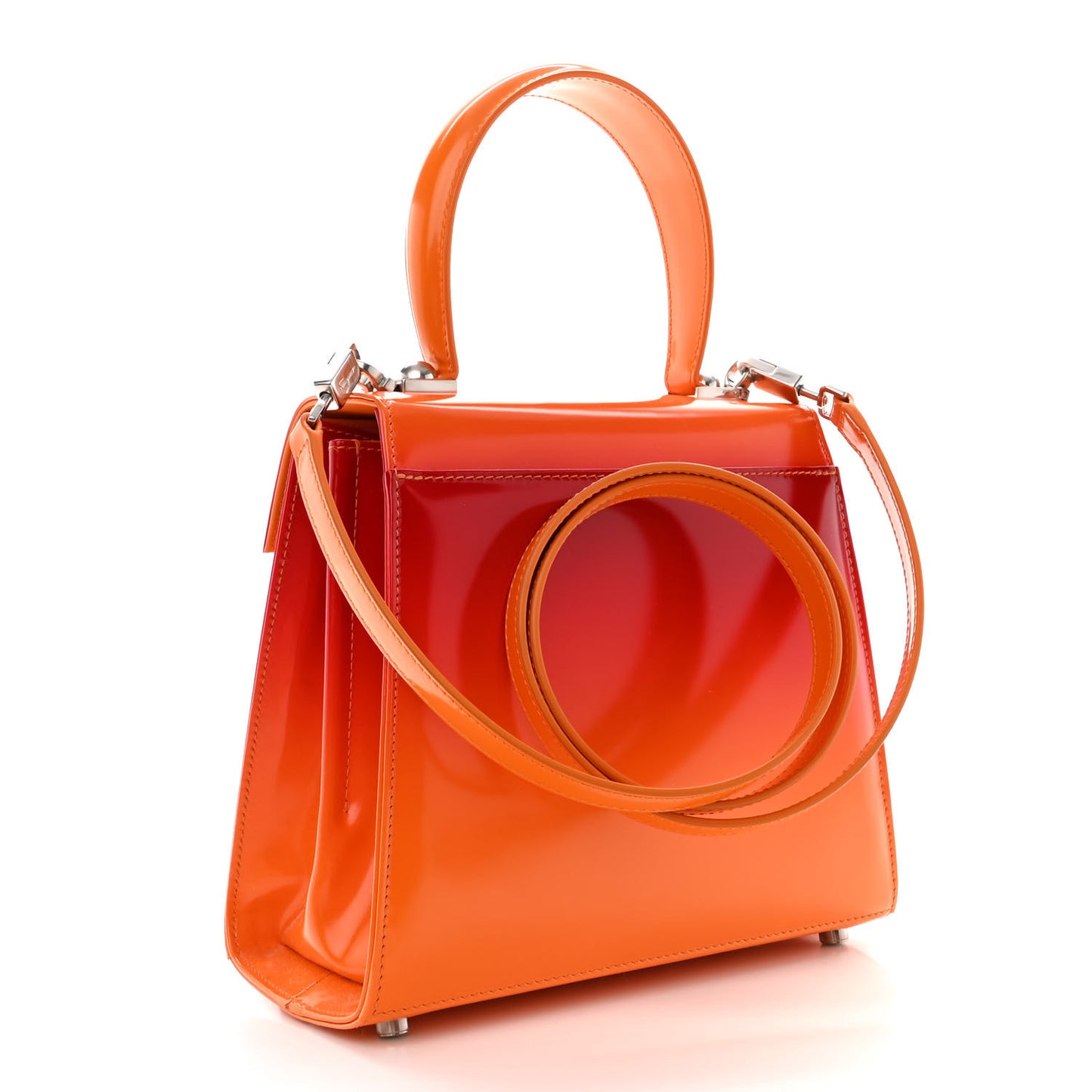 Brushed Calfskin Airbrush Small Iconic Top Handle Bag Orange Multicolor