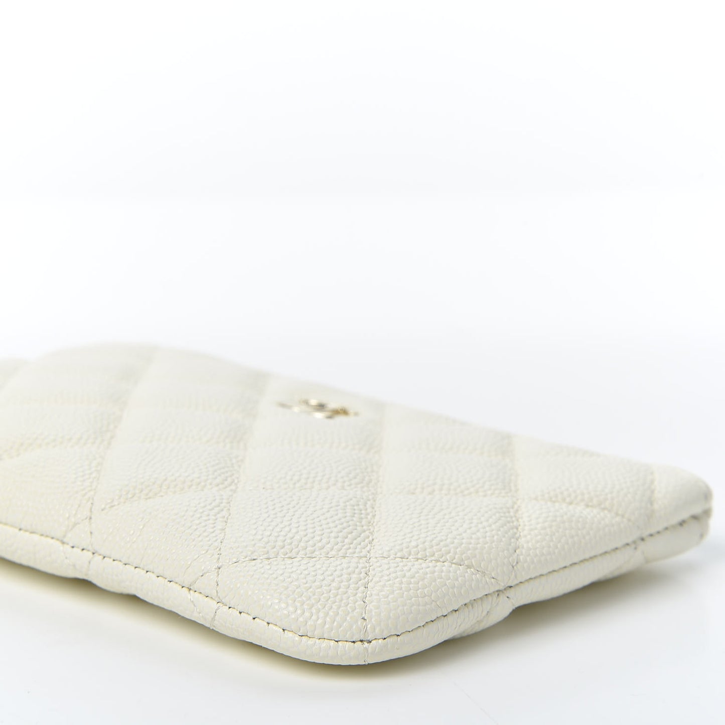 Caviar Quilted Small Cosmetic Case White