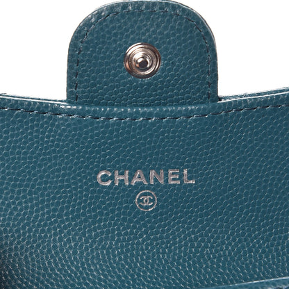 Chanel Caviar Quilted Flap Card Holder Dark Turquoise 6 of 9