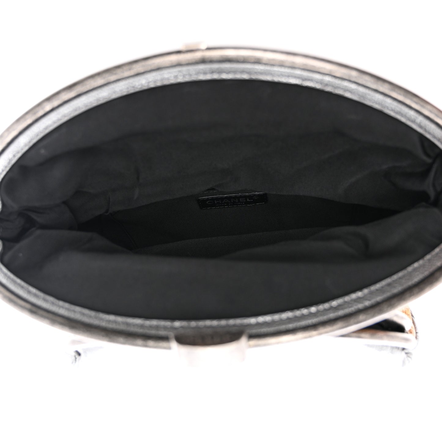 Metallic Goatskin Quilted Frame Clasp Flap Clutch Silver Gold