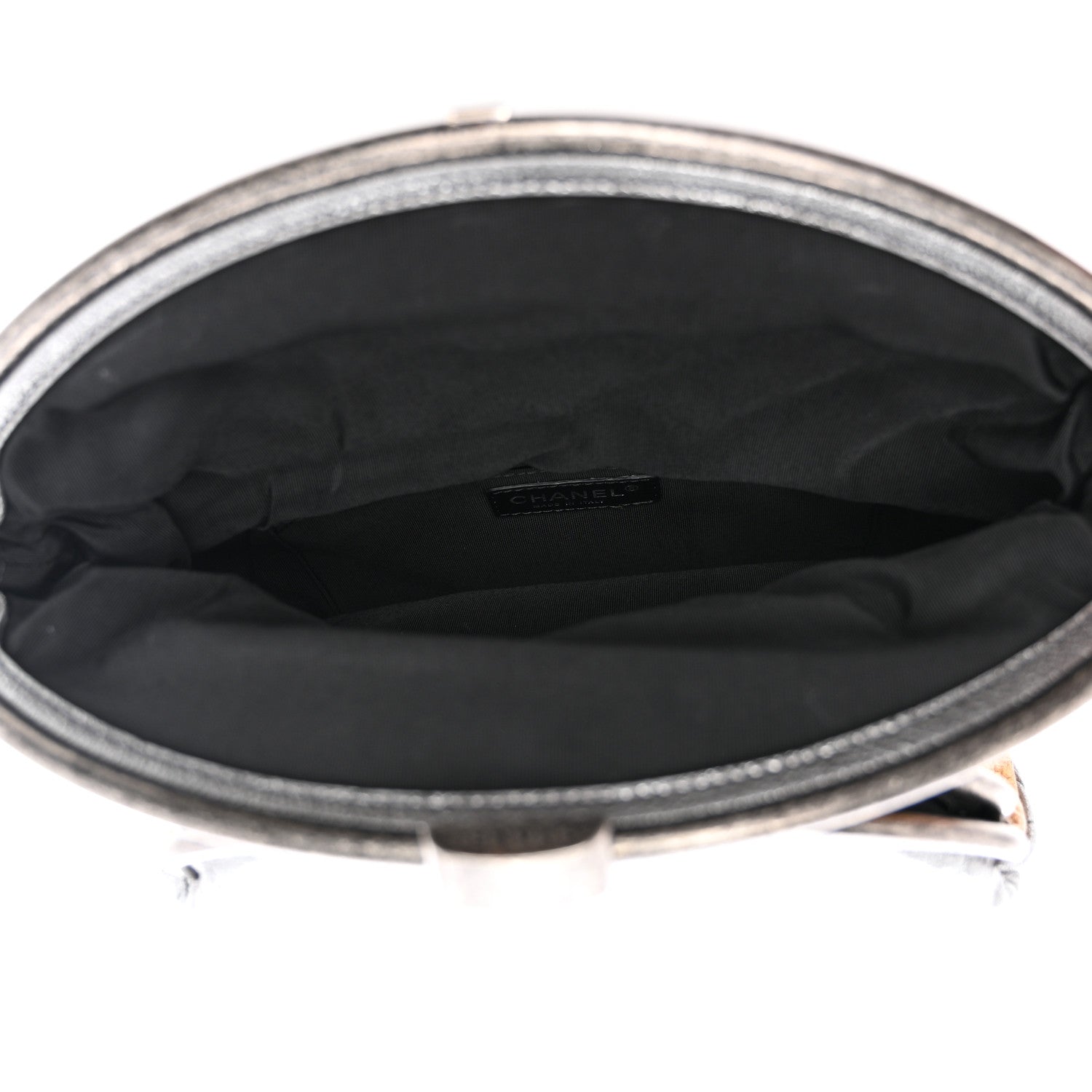 Chanel Metallic Goatskin Quilted Frame Clasp Flap Clutch Silver Gold 6 of 9