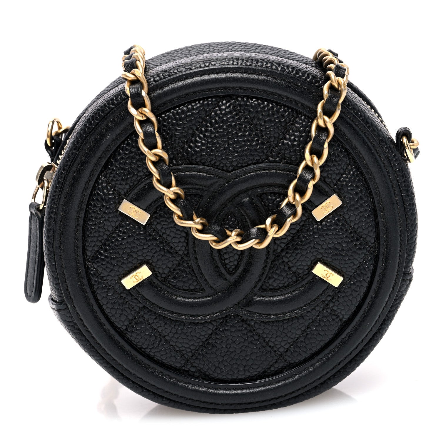 Chanel Caviar Quilted Round Filigree Crossbody Black 1 of 10