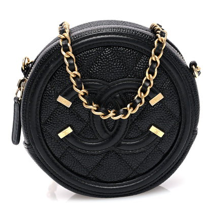 Chanel Caviar Quilted Round Filigree Crossbody Black 1 of 10