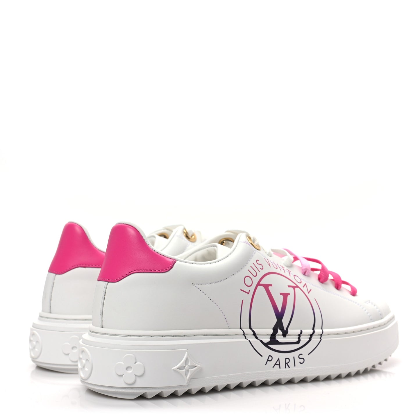 Monogram Time Out Sneakers 37 White Pink