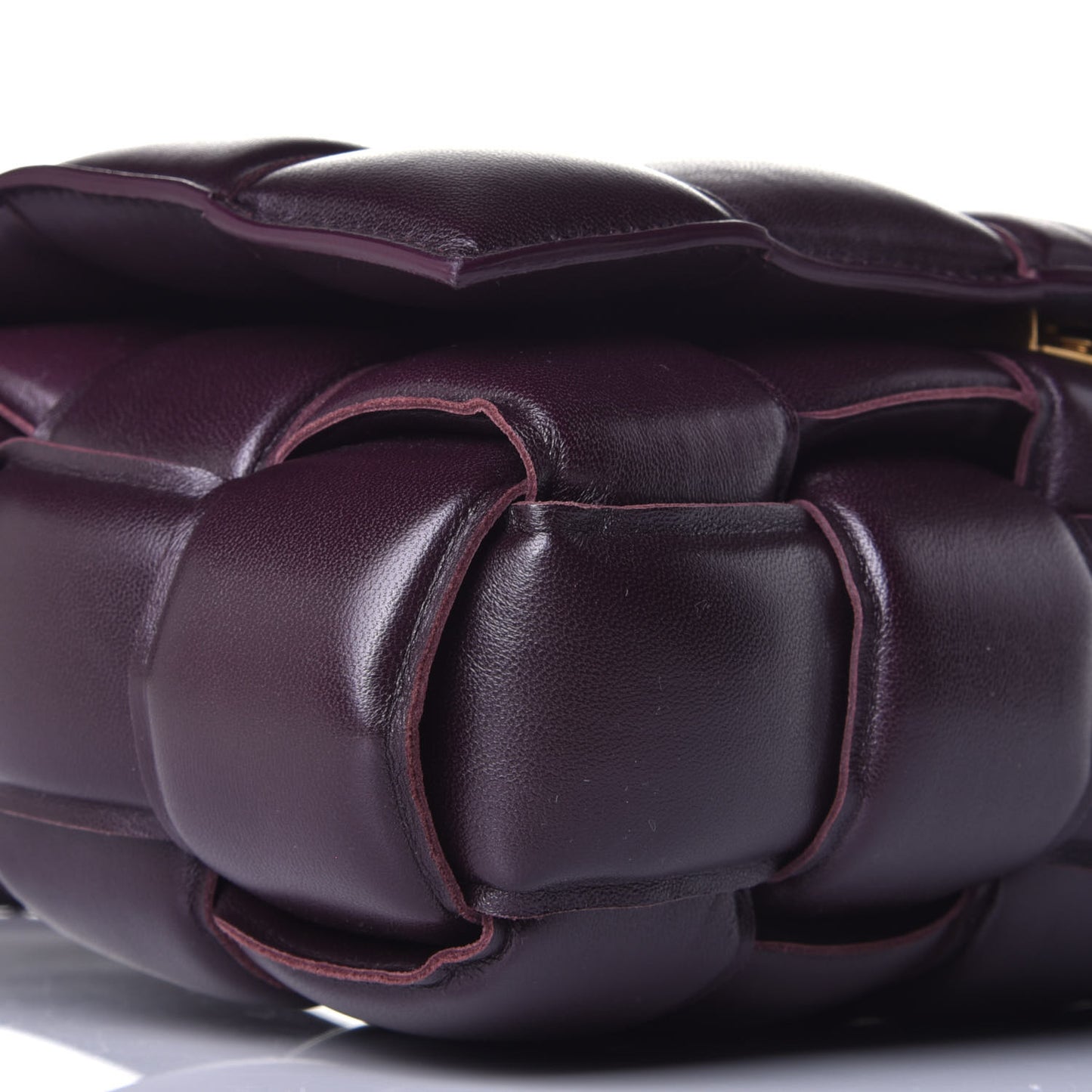 Nappa Maxi Intreccio Padded Cassette Crossbody Bag Plum