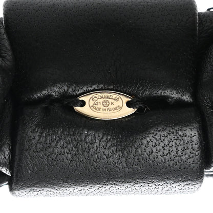 Chanel Lambskin Quilted CC Hair Scrunchie Black 3 of 5