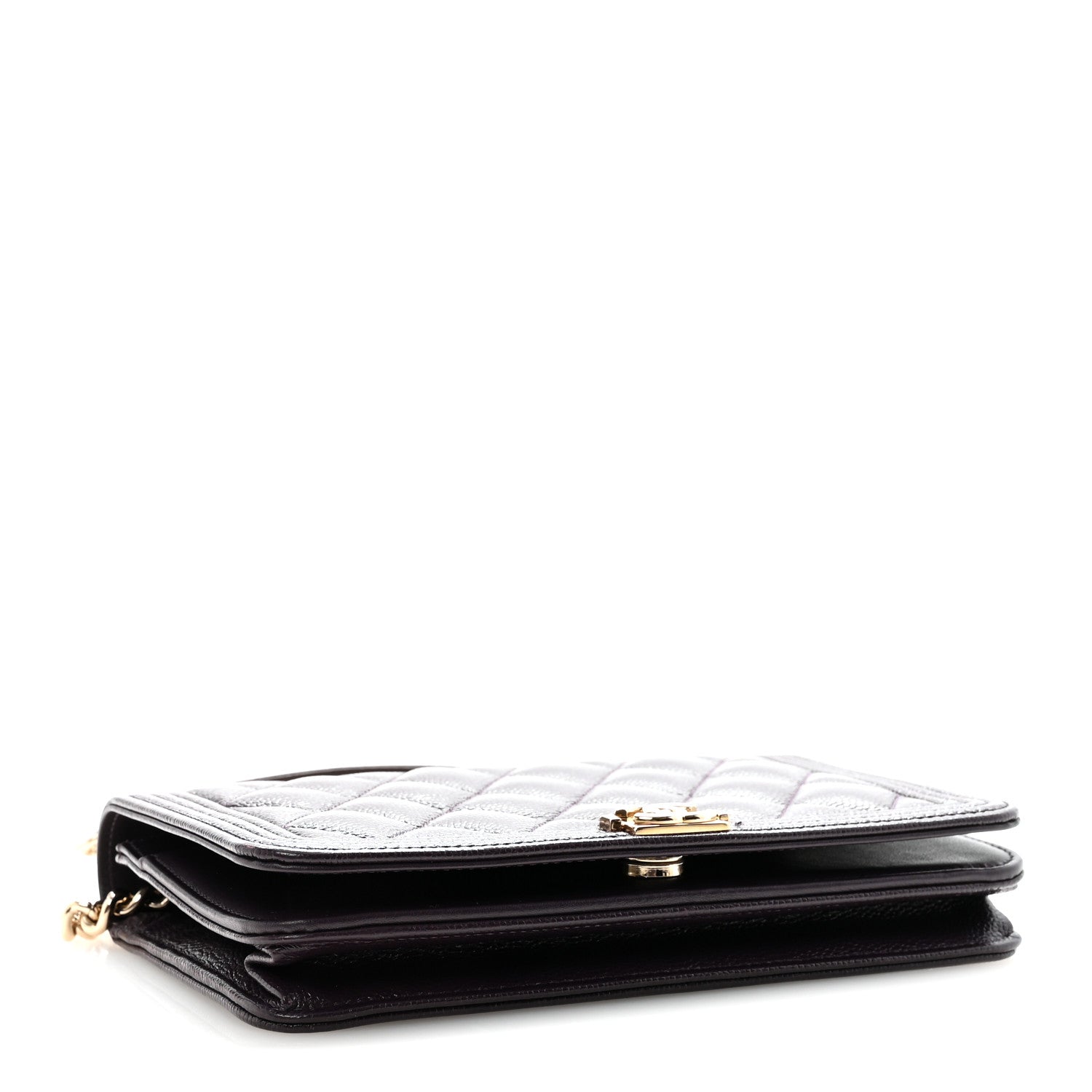 Chanel Caviar Quilted Boy Wallet On Chain WOC Dark Purple 7 of 23