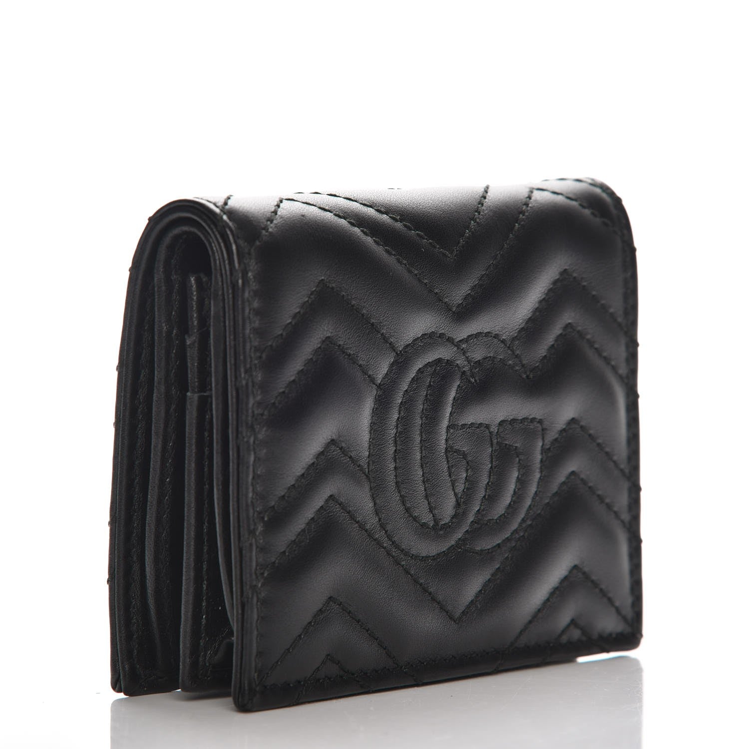 Gucci Calfskin Matelasse GG Marmont Card Case Black 3 of 8