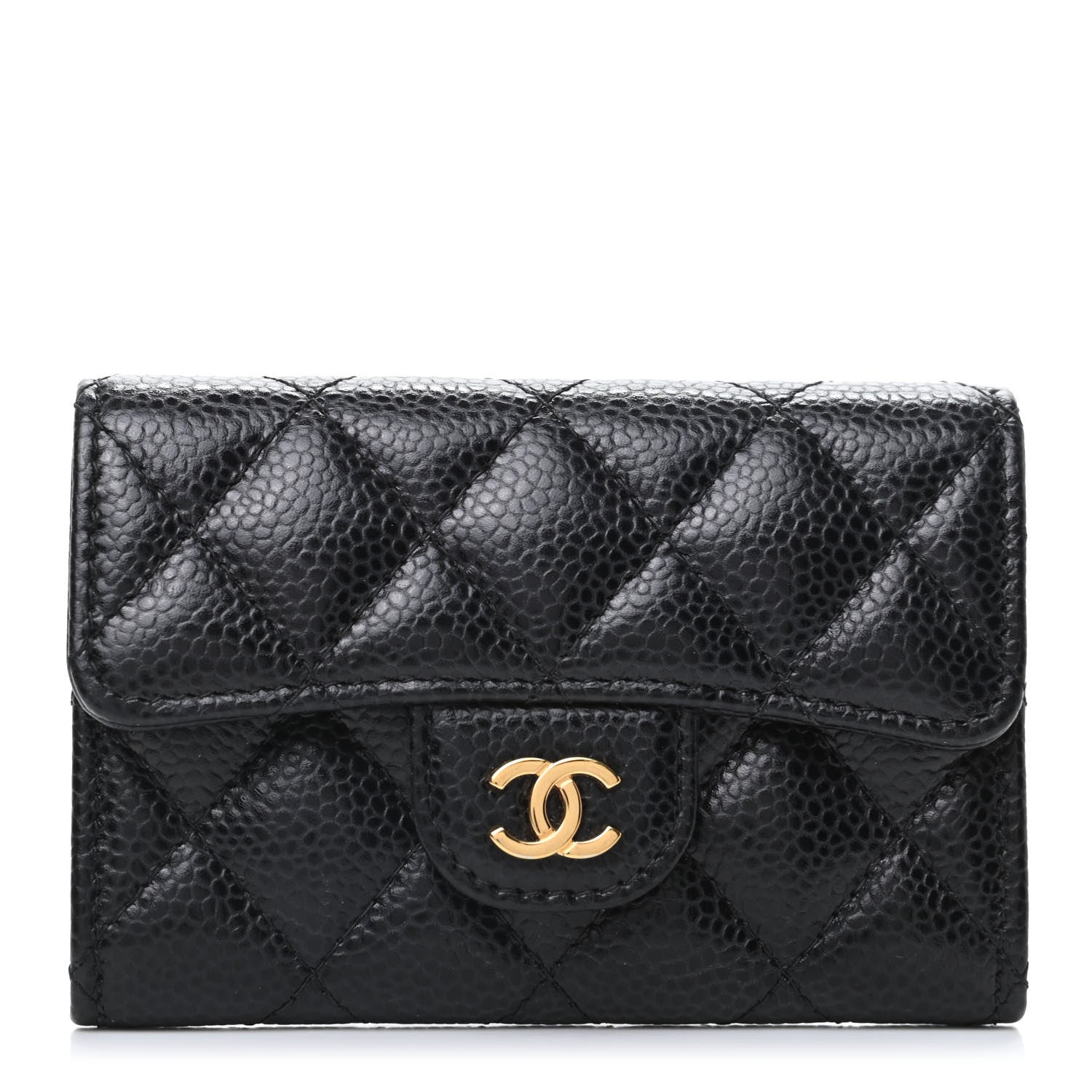 Chanel Caviar Quilted Flap Card Holder Wallet Black 1 of 9