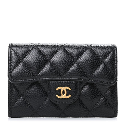 Chanel Caviar Quilted Flap Card Holder Wallet Black 1 of 9