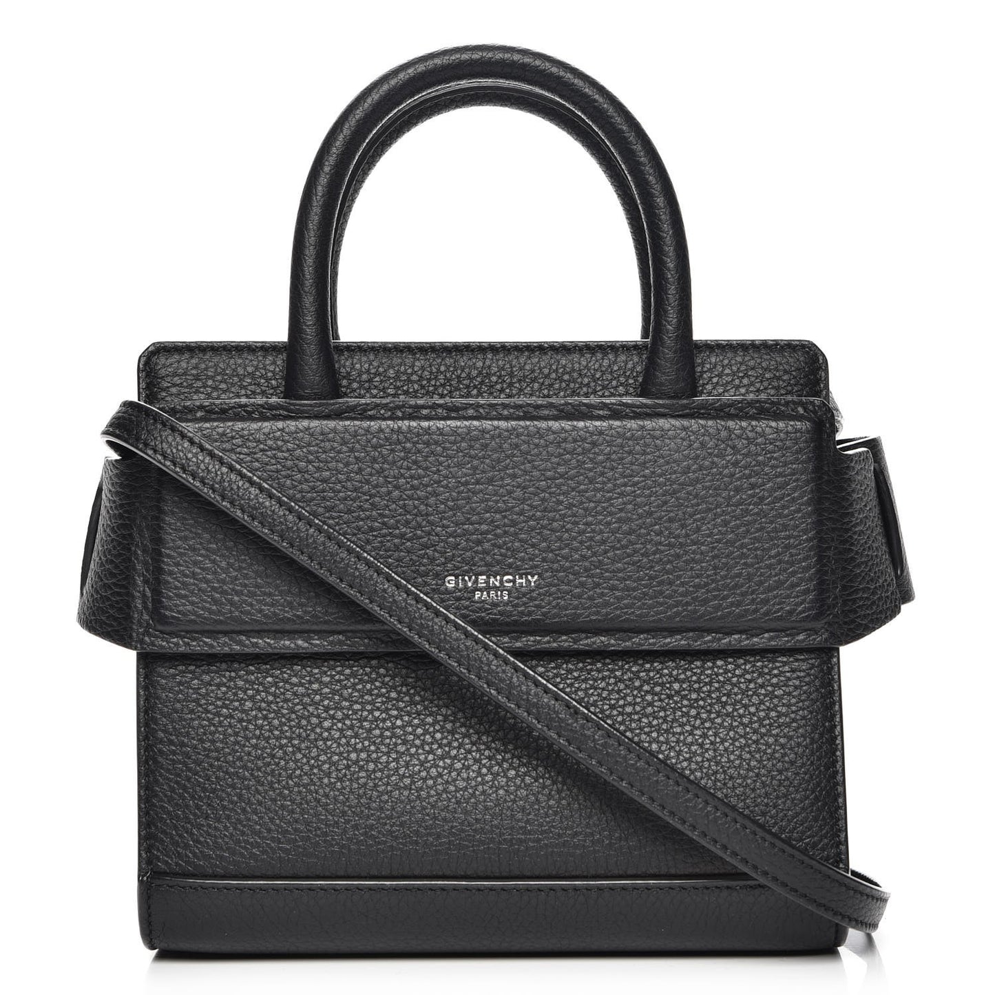 Grained Calfskin Nano Horizon Satchel Black