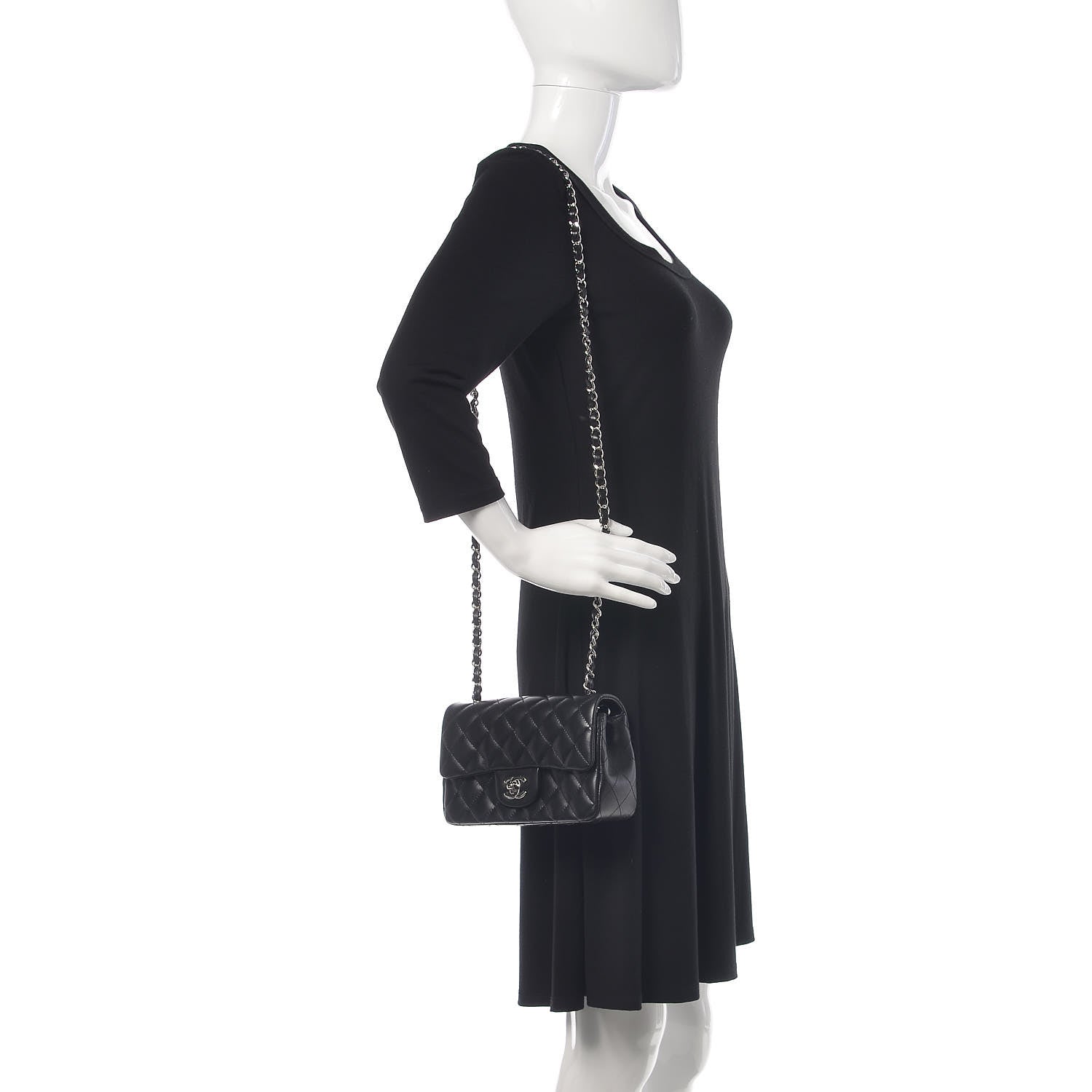 Chanel Lambskin Quilted Mini Rectangular Flap Black 2 of 10