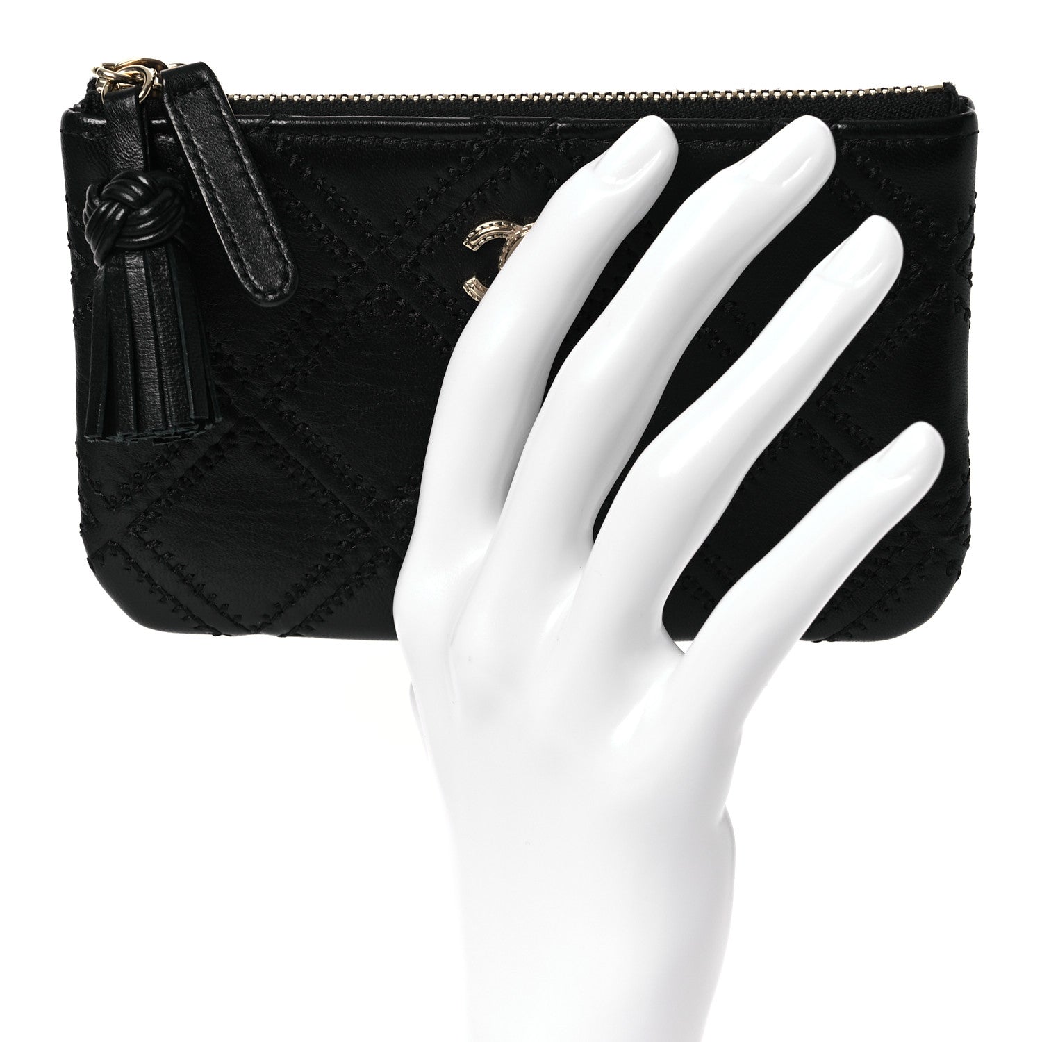 Chanel Lambskin Stitched Small Cosmetic Case Black 2 of 7