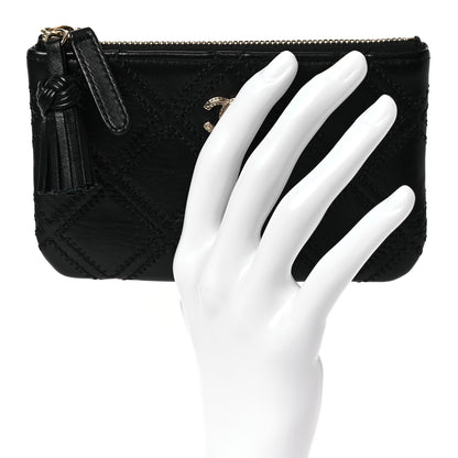 Chanel Lambskin Stitched Small Cosmetic Case Black 2 of 7