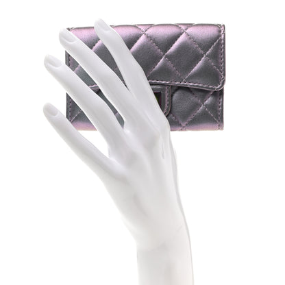 Chanel Iridescent Lambskin Quilted Reissue Flap Card Holder Light Purple 2 of 8