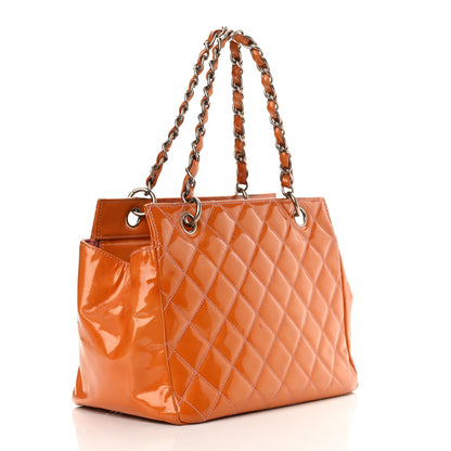 Chanel Patent Quilted Petit Timeless Shopping Tote PTT Orange 3 of 22
