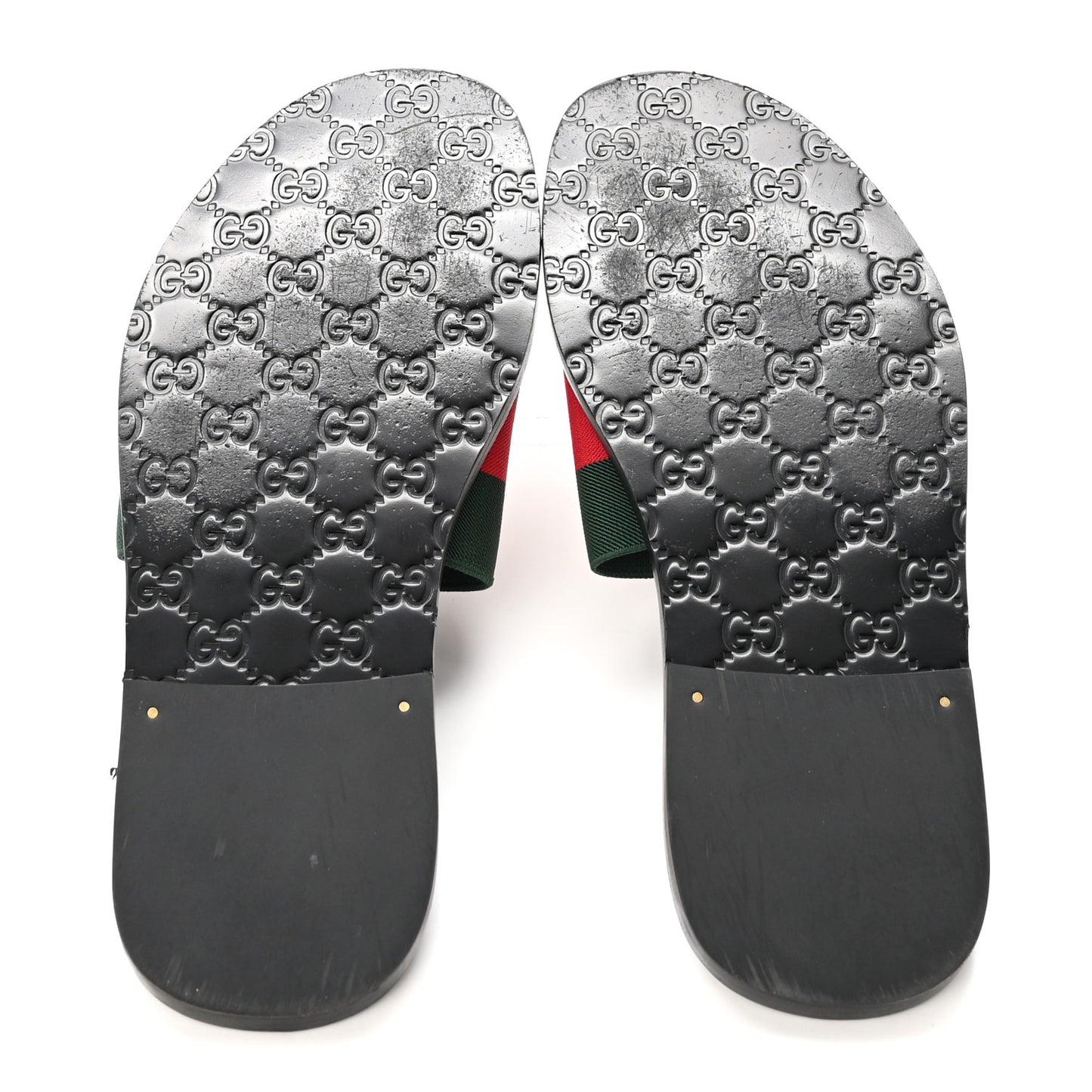 Calfskin Web Interlocking G Mens Riviera Slide Sandals 10 Black Green Red
