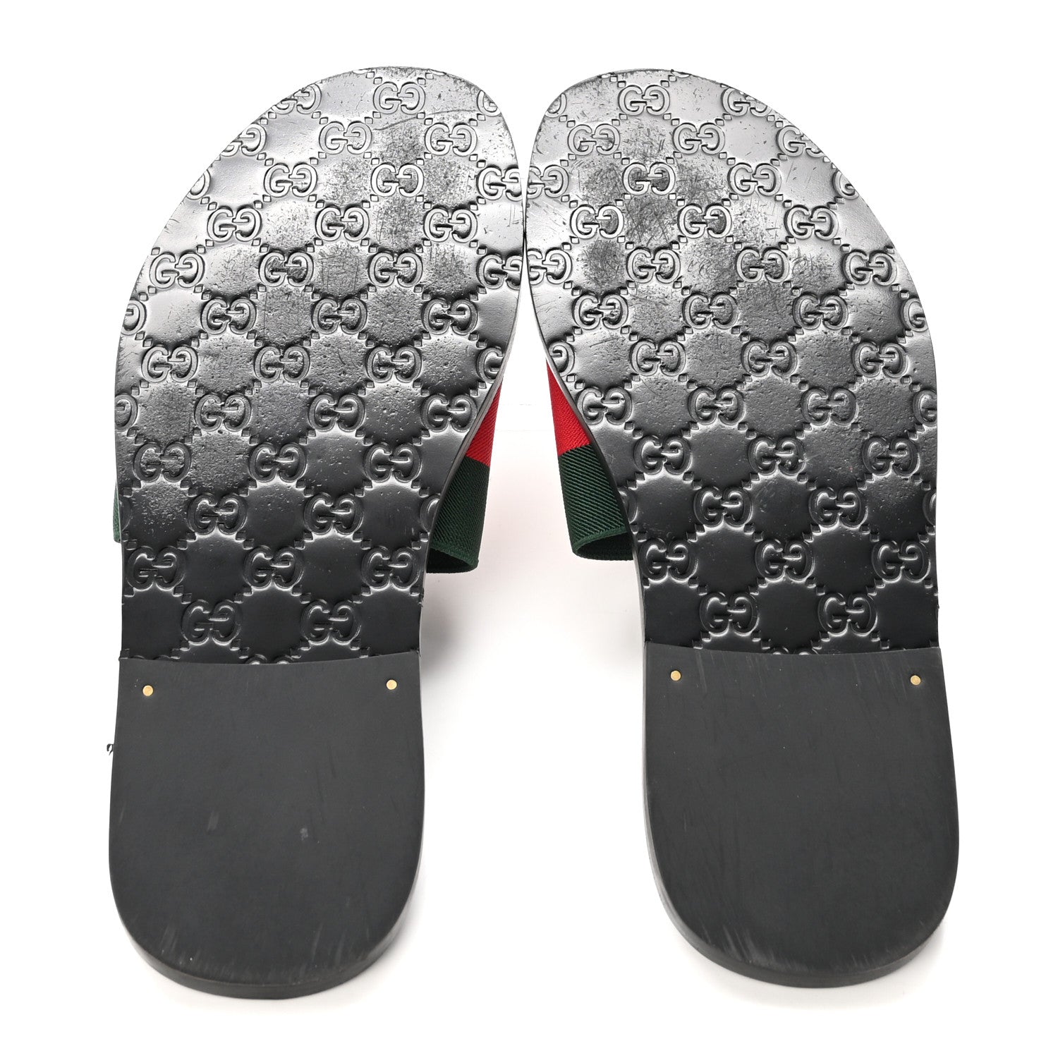 Gucci Calfskin Web Interlocking G Mens Riviera Slide Sandals 10 Black Green Red 6 of 8