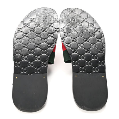 Gucci Calfskin Web Interlocking G Mens Riviera Slide Sandals 10 Black Green Red 6 of 8