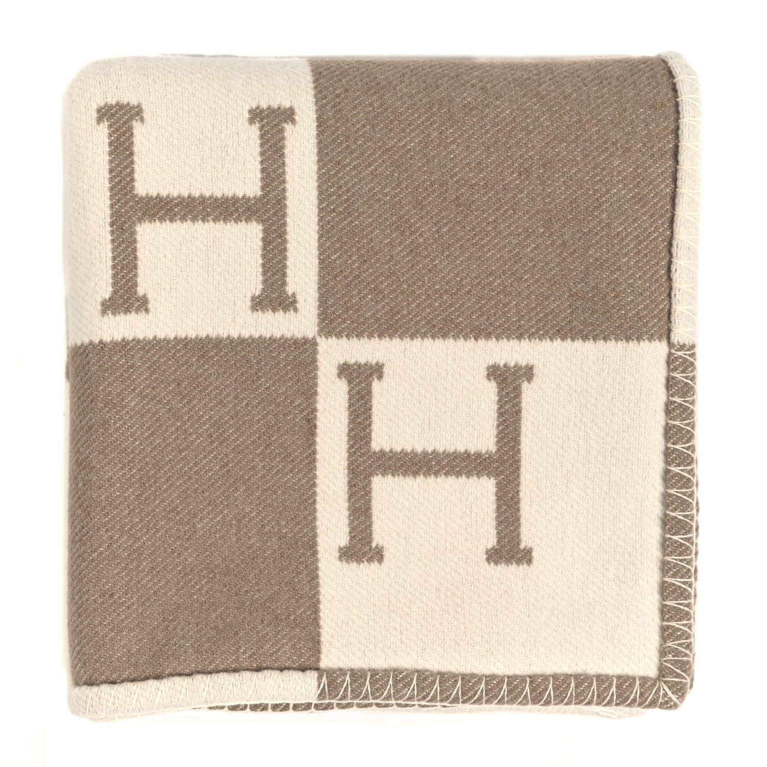 Hermes Wool Cashmere Avalon Baby Blanket Noisette Moyen White 1 of 3