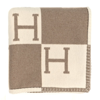 Hermes Wool Cashmere Avalon Baby Blanket Noisette Moyen White 1 of 3