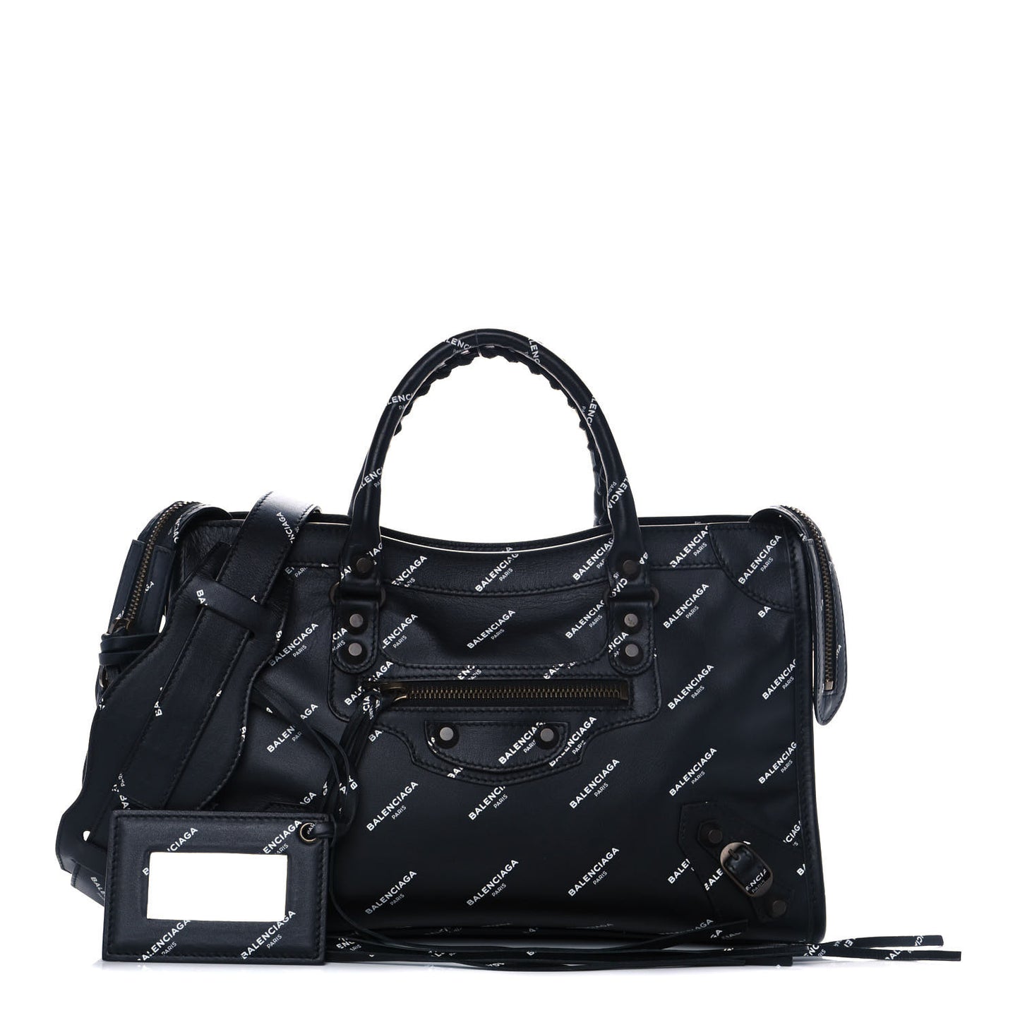 Veau Allover Logo Classic Hardware S City Black White