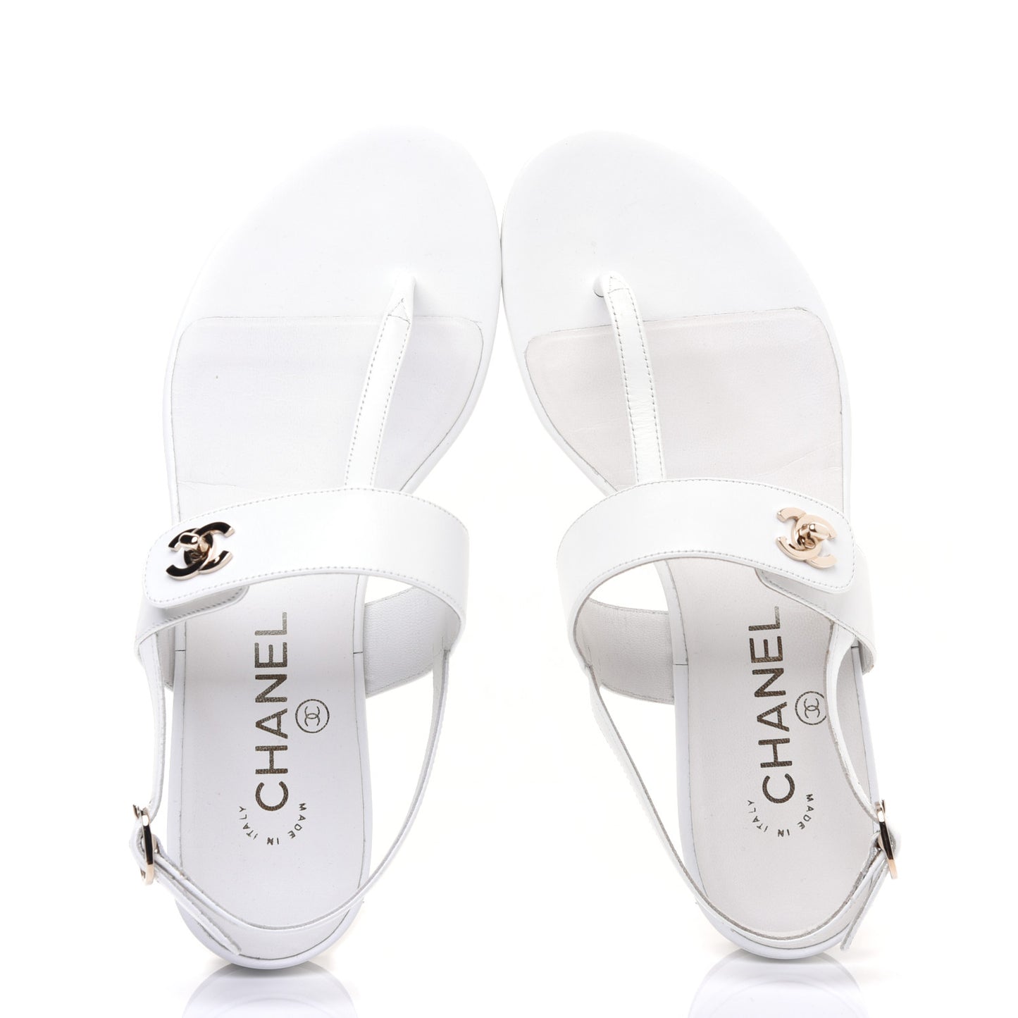 Lambskin CC Thong Sandals 37 White