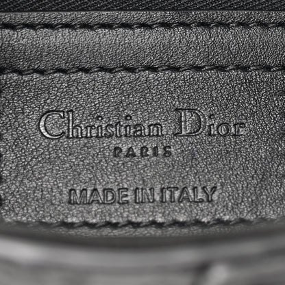 Christian Dior Calfskin Embossed Oblique Saddle Bag Black 6 of 16