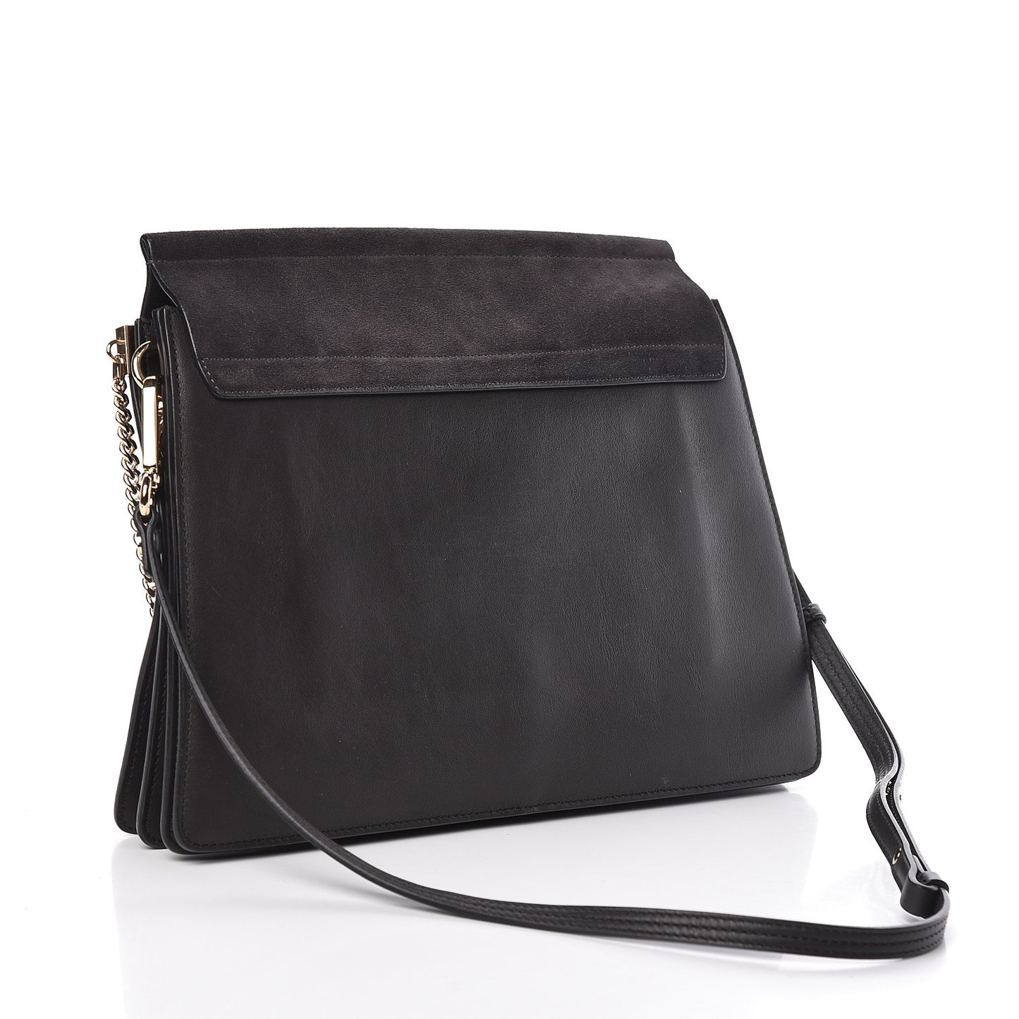 Suede Calfskin Medium Faye Shoulder Bag Carbon Grey