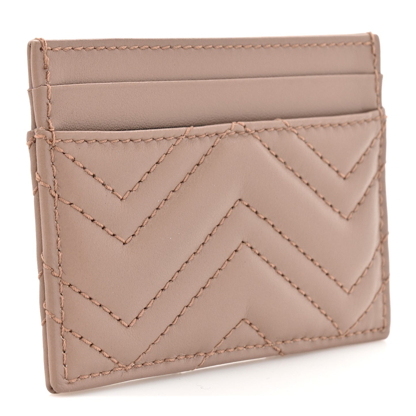 Calfskin Matelasse GG Marmont Card Holder Porcelain Rose