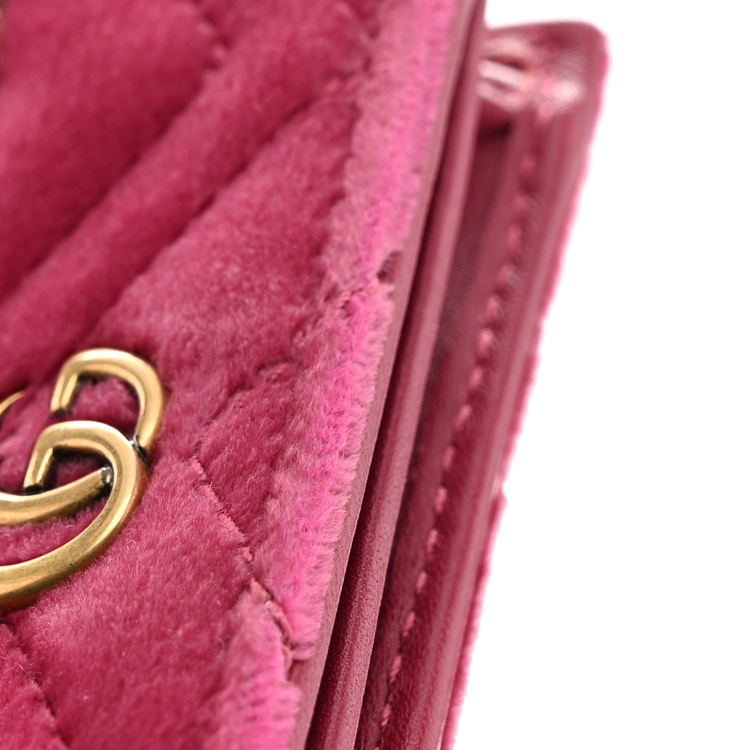 Gucci Velvet Matelasse Pearl Love Embroidered GG Marmont Card Case Wallet Light Raspberry Rose 8 of 10
