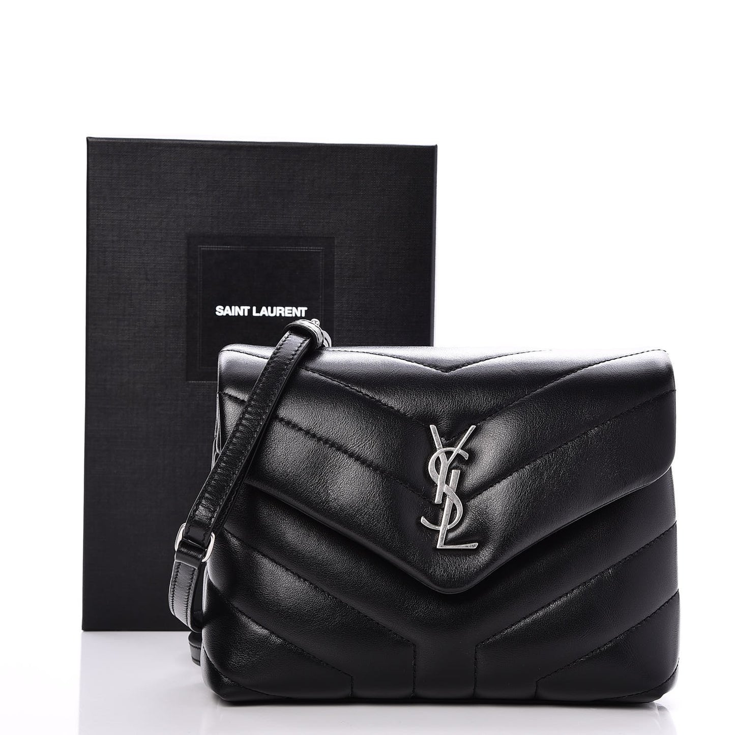Calfskin Y Quilted Monogram Toy Loulou Crossbody Bag Black