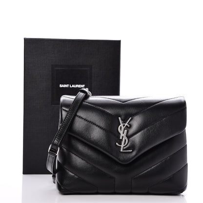 Saint Laurent Calfskin Y Quilted Monogram Toy Loulou Crossbody Bag Black 8 of 8